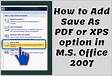 Direct Download Link for Office 2007 Save as PDF or XPS with